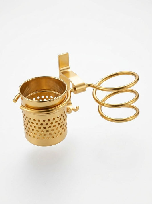 SUPPORT EN METAL POUR SECHE-CHEVEUX&BROSSE GOLD