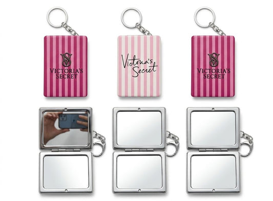 MIROIR DE POCHE RECTANGULAIRE DOUBLE PLIANT AVEC PORTE CLES VS